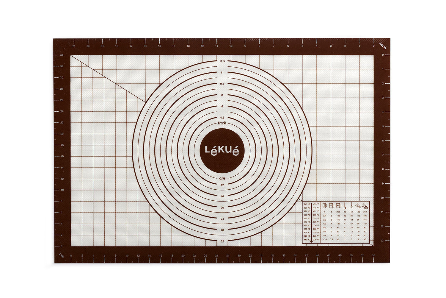 Lekue Non-Stick Silicone Pastry Mat with Measurement Markings, 24 x 16 Inches, Black