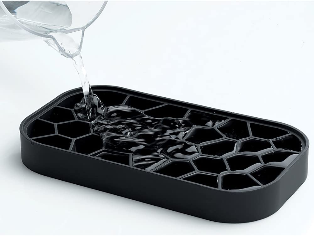Lekue Ice Box Silicone Ice Cube Tray and Storage Box, Black