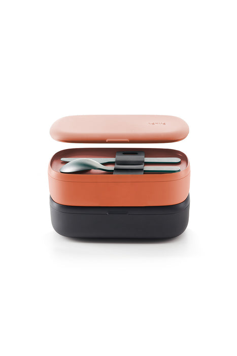 Lekue Lunch Box To Go Travel Container Set, Coral