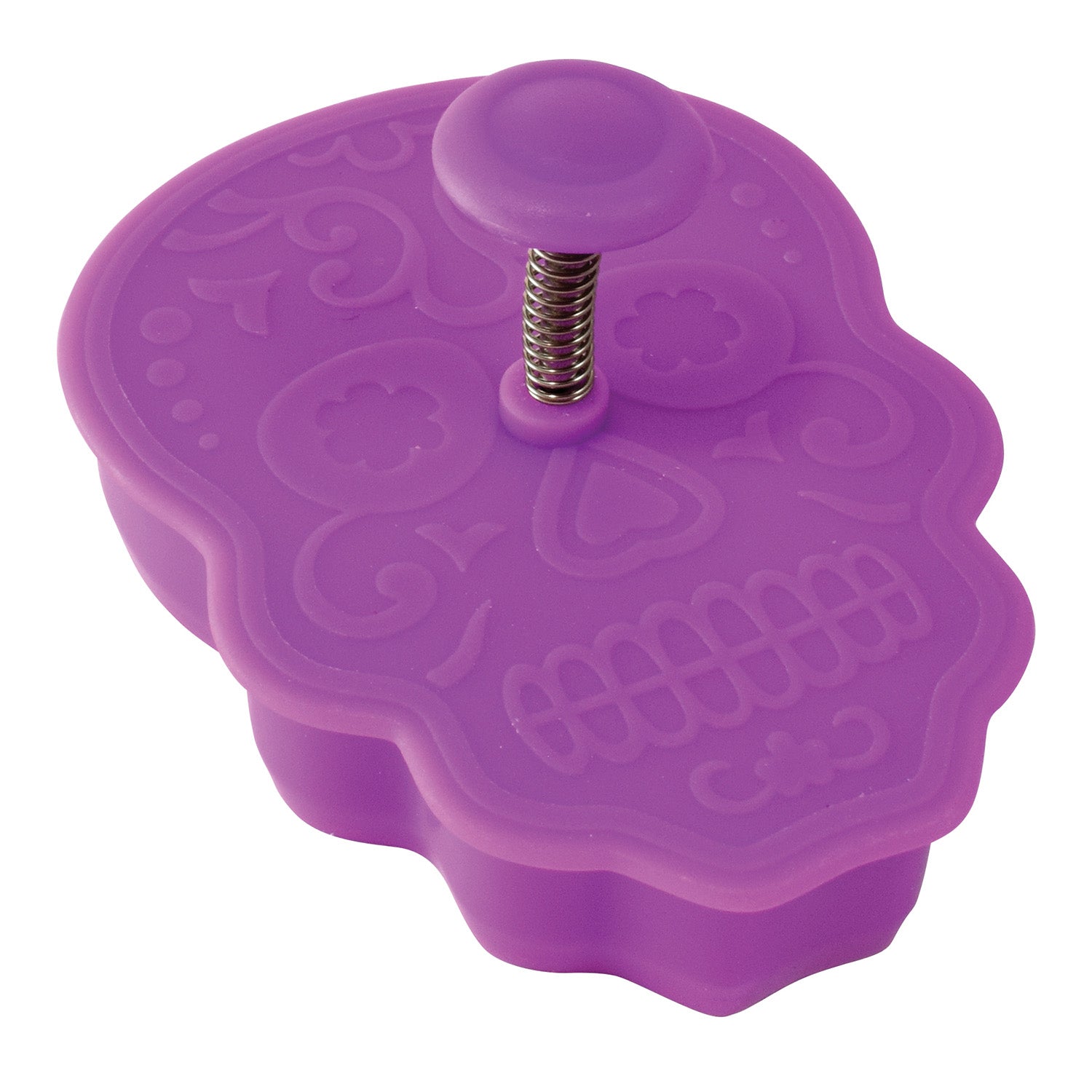 R&M International Day of the Dead Sugar Skull 3-Inch Cookie Stamp, Purple