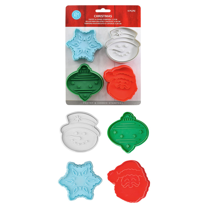 R&M International 4 Piece Christmas Cookie Stamper Set, 2.75-Inch