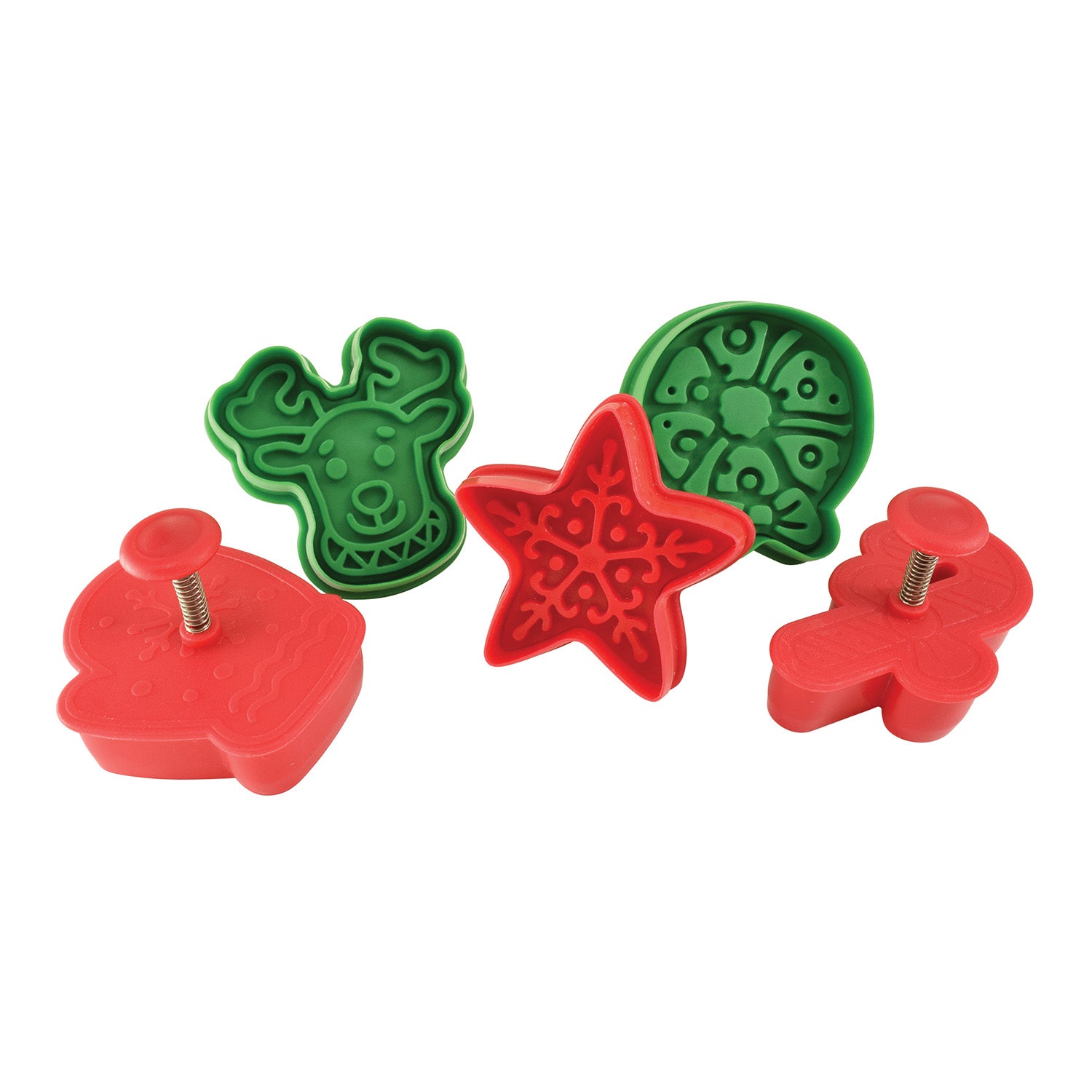 R&M International 5 Piece Christmas Cookie Stamper Set, 2.75-Inch