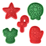 R&M International 5 Piece Christmas Cookie Stamper Set, 2.75-Inch