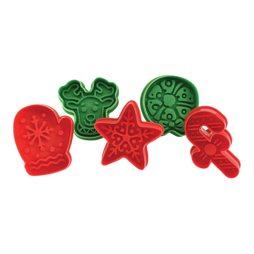 R&M International 5 Piece Christmas Cookie Stamper Set, 2.75-Inch