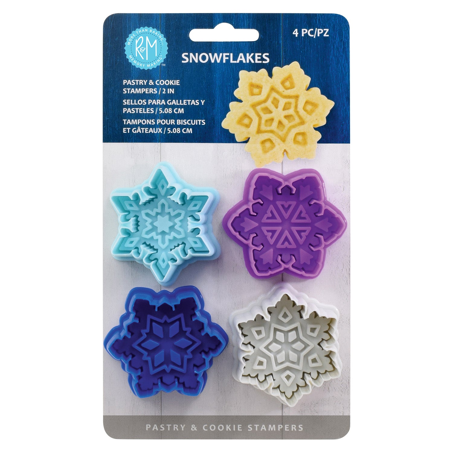 R&M International 4 Piece Snowflake Cookie Stamper Set, 2.75-Inch