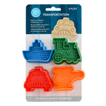 R&M International 4 Piece Transportation Themed Cookie Stamper Set, 2.75-Inch