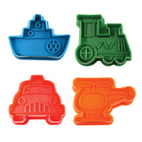 R&M International 4 Piece Transportation Themed Cookie Stamper Set, 2.75-Inch
