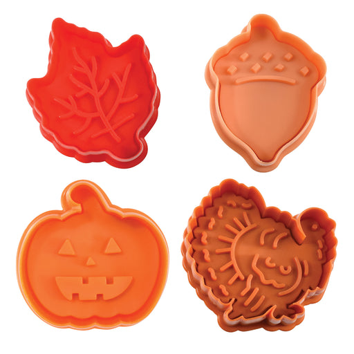 R&M International 4 Piece Autumn Themed Cookie Stamper Set, 2.75-Inch