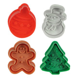 R&M International 4 Piece Christmas Cookie Stamper Set, 2-Inch