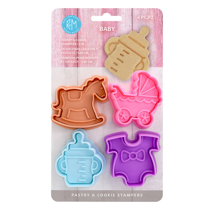 R&M International 4 Piece Baby Cookie Stamper Set, 2-Inch