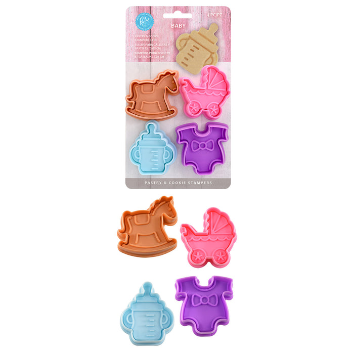 R&M International 4 Piece Baby Cookie Stamper Set, 2-Inch