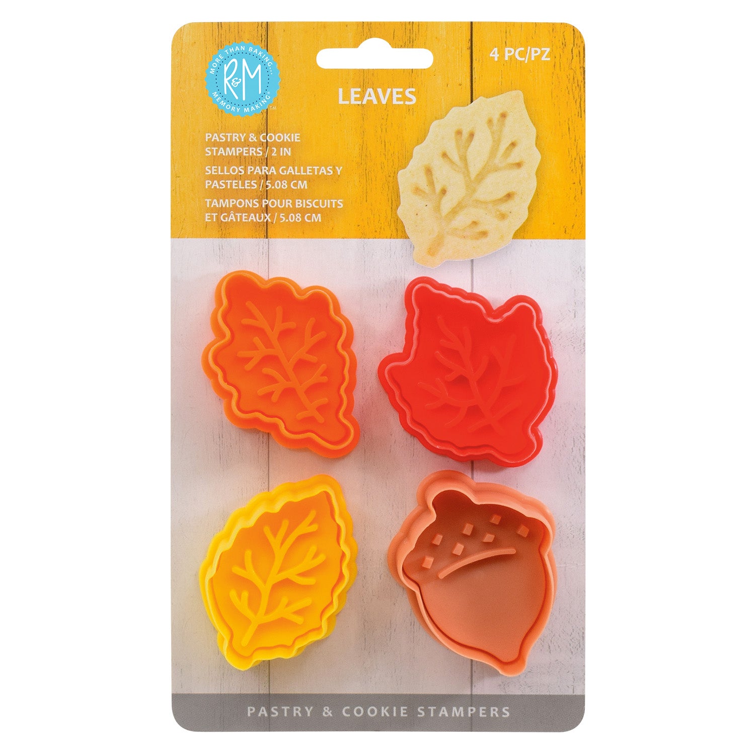 R&M International 4 Piece Leaves Cookie Stamper Set, 2-Inch