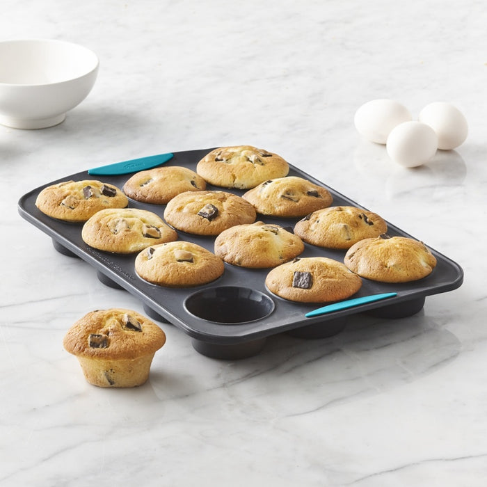 Trudeau Structure Silicone 12 Cavity Muffin Pan, Tropical Blue