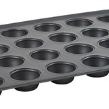 Trudeau Nonstick Carbon Steel 24 Cavity Metal Mini Muffin Pan, Gray