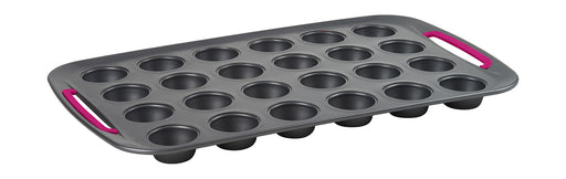 Trudeau Nonstick Carbon Steel 24 Cavity Metal Mini Muffin Pan, Gray