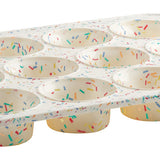 Trudeau Structure Silicone Confetti Fuchsia 12 Cavity Muffin Pan