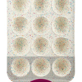 Trudeau Structure Silicone 12 Cavity Dome Cake Pan, Confetti/Fuchsia