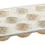 Trudeau Structure Silicone 12 Cavity Dome Cake Pan, Confetti/Fuchsia