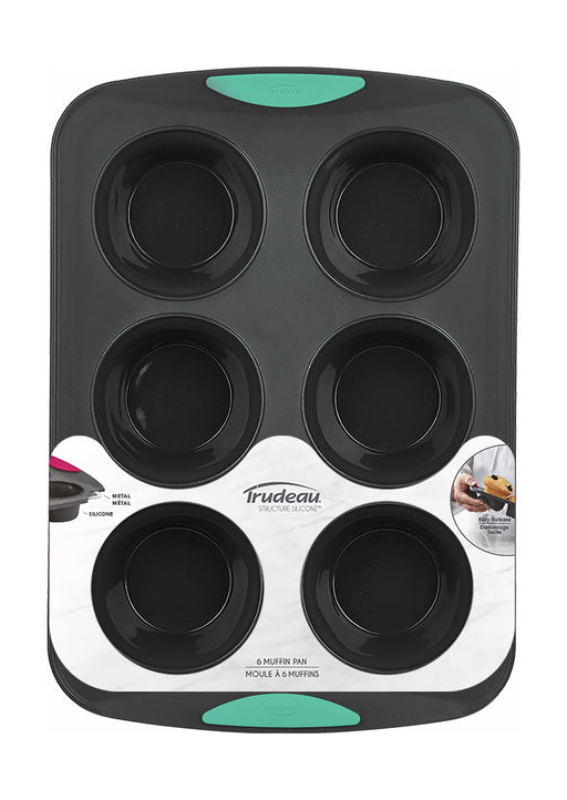 Trudeau Structure Pro Silicone Muffin Pan, 6 Cup Large, Grey/Pink
