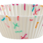 Trudeau Structure White Confetti Silicone Mini Muffin Baking Cups, Set of 24