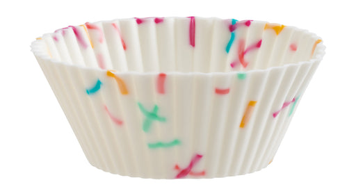 Trudeau Structure White Confetti Silicone Mini Muffin Baking Cups, Set of 24
