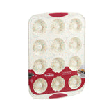 Trudeau Structure Silicone 12 Cavity Decorated Donut Pan, Confetti/Fuchsia