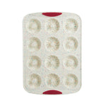 Trudeau Structure Silicone 12 Cavity Decorated Donut Pan, Confetti/Fuchsia