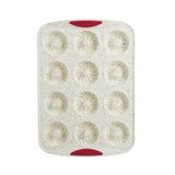 Trudeau Structure Silicone 12 Cavity Decorated Donut Pan, Confetti/Fuchsia