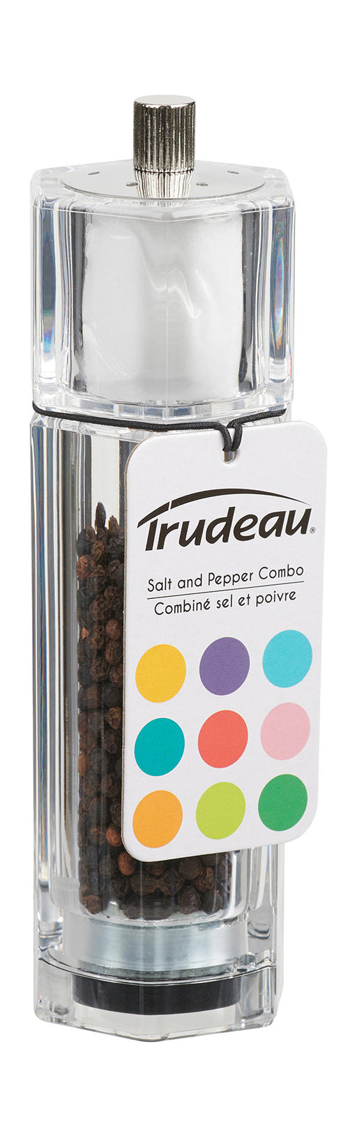 Trudeau Octo 6.5-Inch Combination Pepper Mill and Salt Shaker, Acrylic