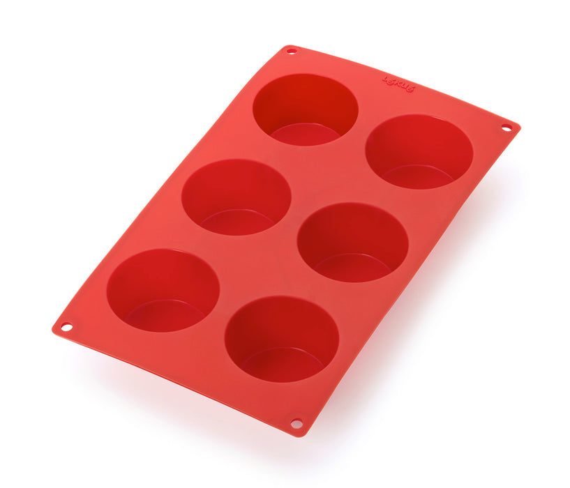 Lekue Silicone 6 Cavity Muffin Baking Mold, Red