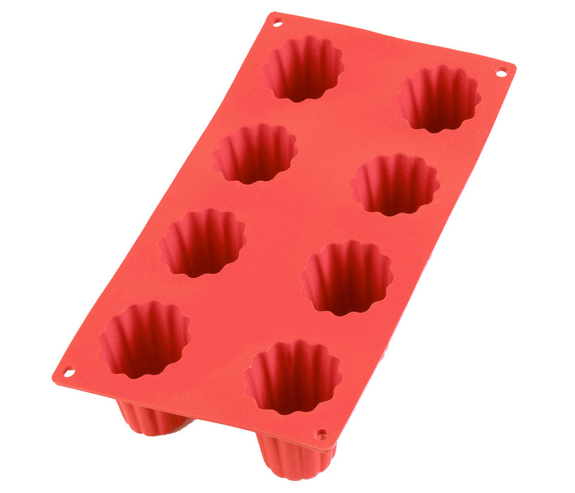 Lekue Silicone 8 Cavity Cannelais Bordelais Baking Mold, Red
