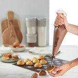 Lekue Reusable Piping Bag Set with 3 Tips, Silicone and Stainless Steel, White