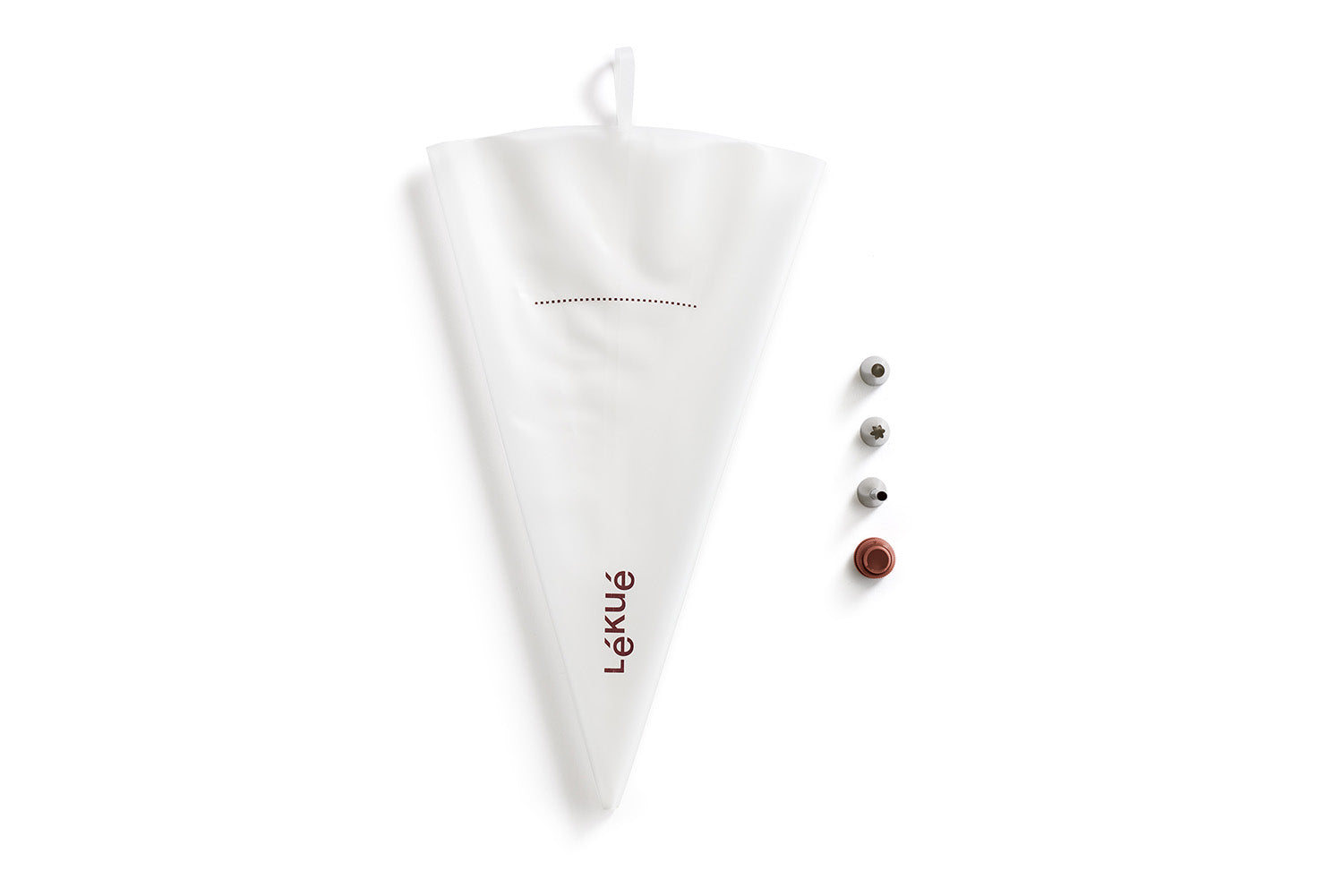 Lekue Reusable Piping Bag Set with 3 Tips, Silicone and Stainless Steel, White