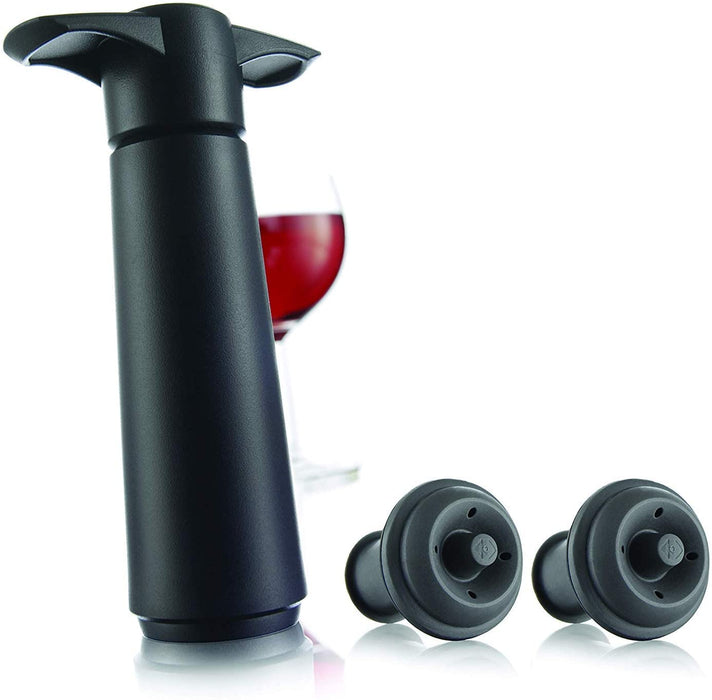 Vacu Vin Wine Saver Pump with 2 Vacuum Bottle Stoppers, Black