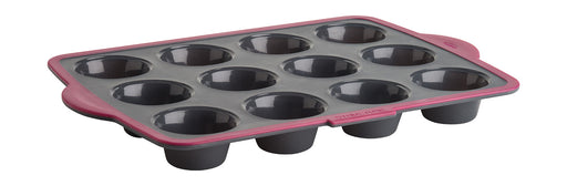 Trudeau Structure Silicone Pro 12 Cavity Muffin Pan, Gray/Pink