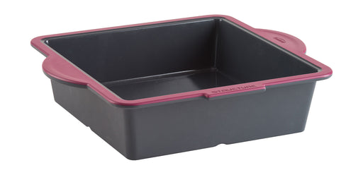 Trudeau Structure Silicone Pro 8" x 8" Square Cake Pan, Gray/Pink