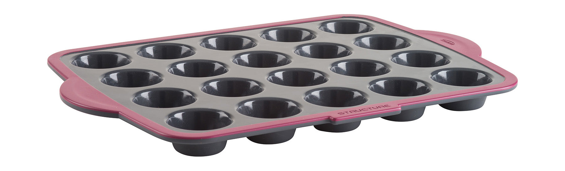 Trudeau Structure Silicone Pro 20 Cavity Mini Muffin Pan, Gray/Pink