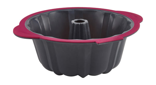 Trudeau Structure Silicone Pro 10 Cup Fluted Cake Pan, Gray/Pink