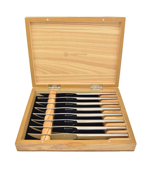 Wusthof 8 Piece Stainless Steel Mignon Steak Knife Set w/Olive Wood Box