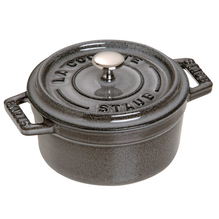 Staub Cast Iron 0.25-qt Mini Round Cocotte, Graphite Grey