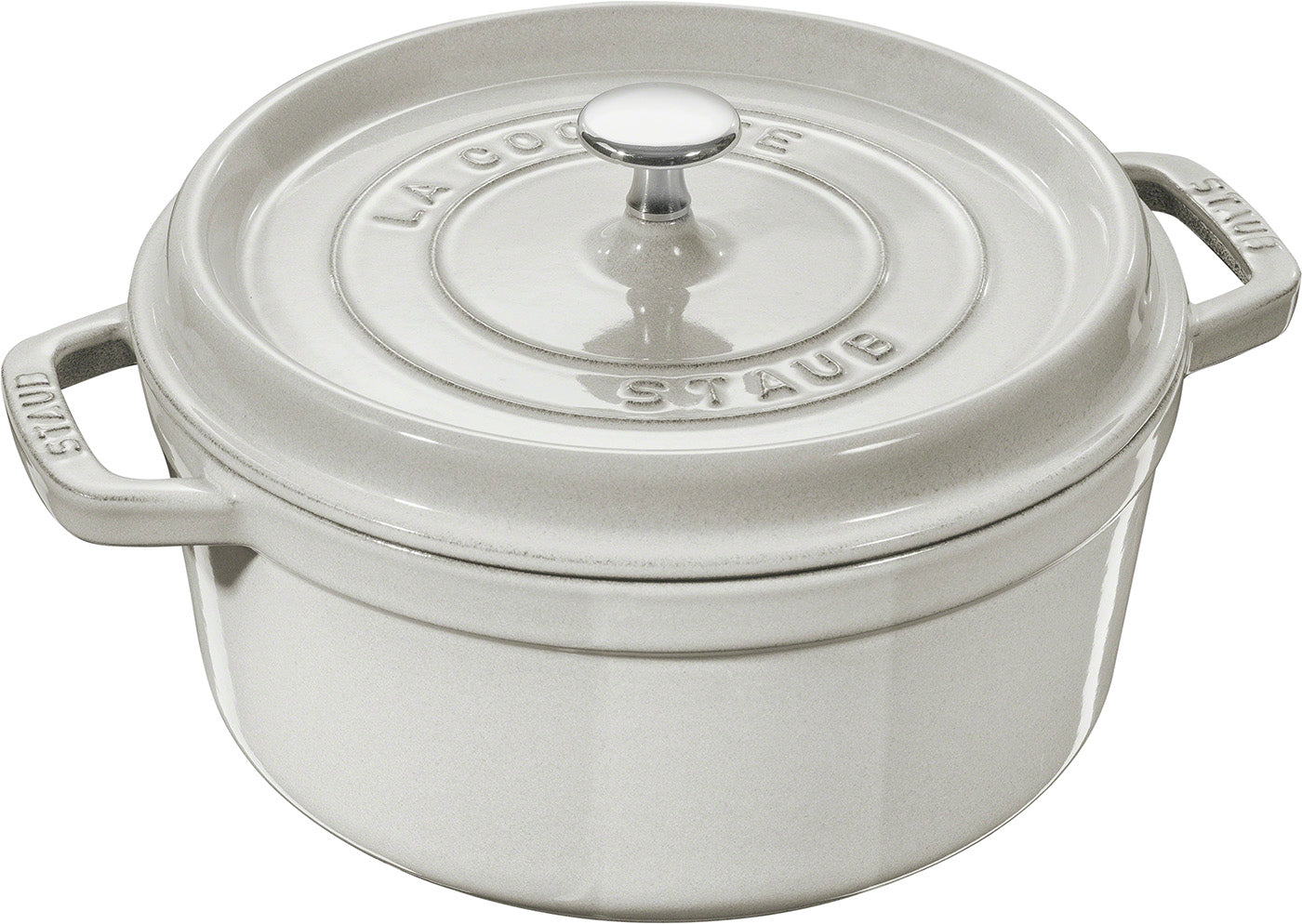 Staub Cast Iron 2.75-qt Round Cocotte, White Truffle