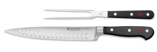 Wusthof Classic 2 Piece Carving Knife & Fork Set Hollow Edge
