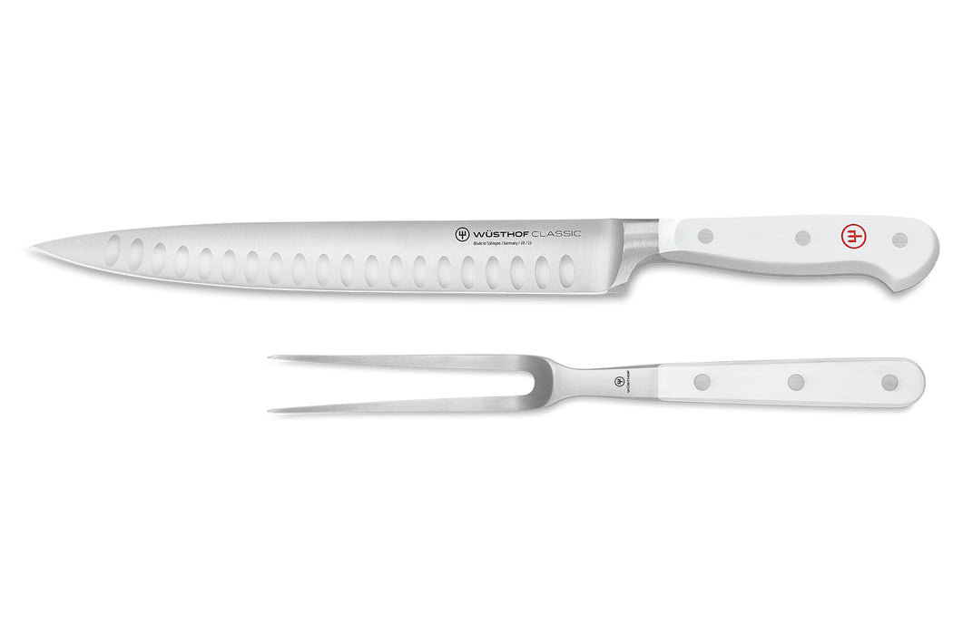 Wusthof Classic White Two Piece Carving Set, Hollow Edge