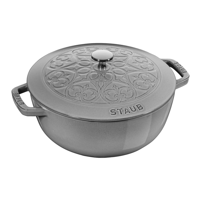 Staub Cast Iron 3.75-qt Essential French Oven with Lilly Lid, Graphite Grey