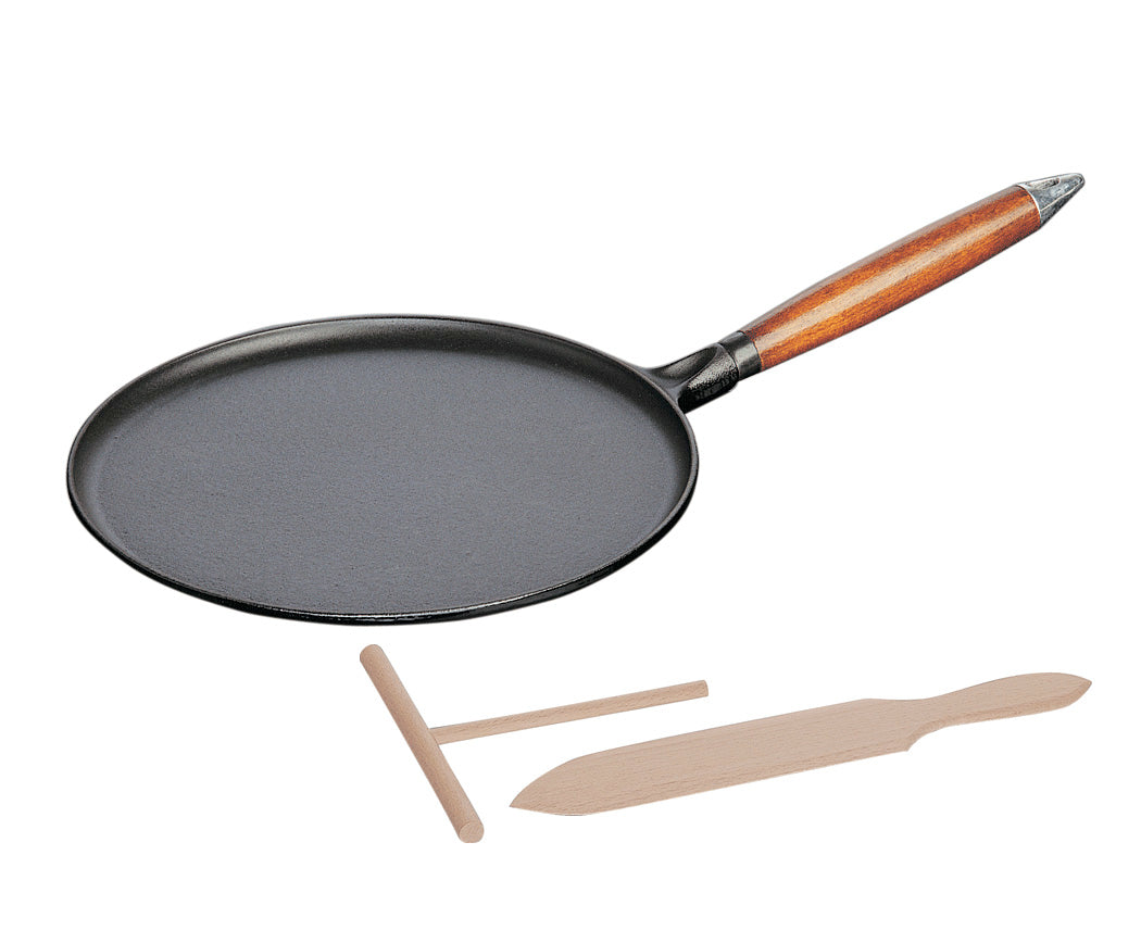 Staub 11" Crepe Pan with Spreader & Spatula, Matte Black
