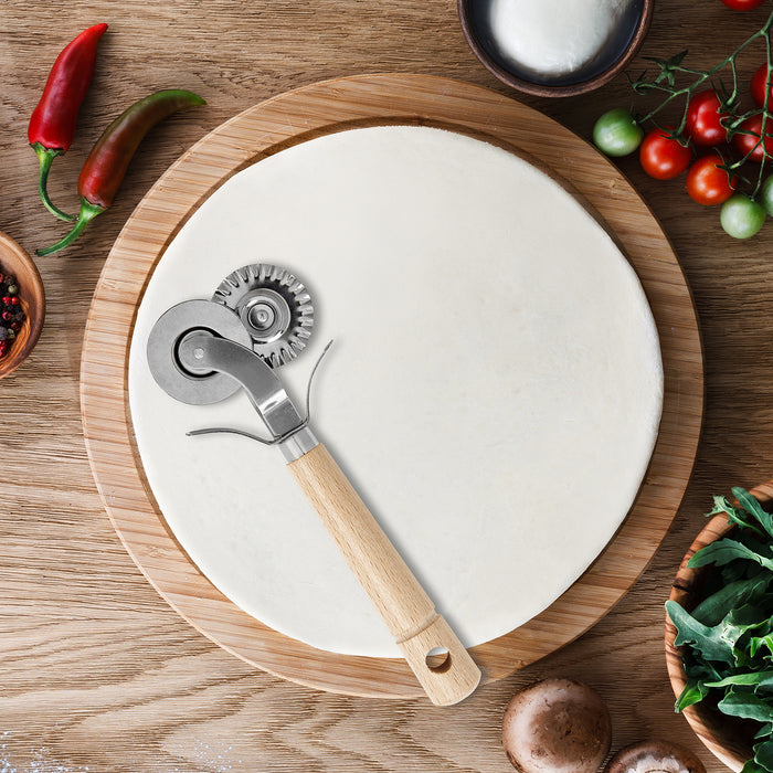 Fante's Cousin Rosa's Double Blade Ravioli & Pastry Cutter, Beechwood Handle