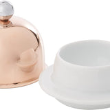 Mauviel M'Minis Porcelain Butter Dish with Copper Lid, 3.5 Inch
