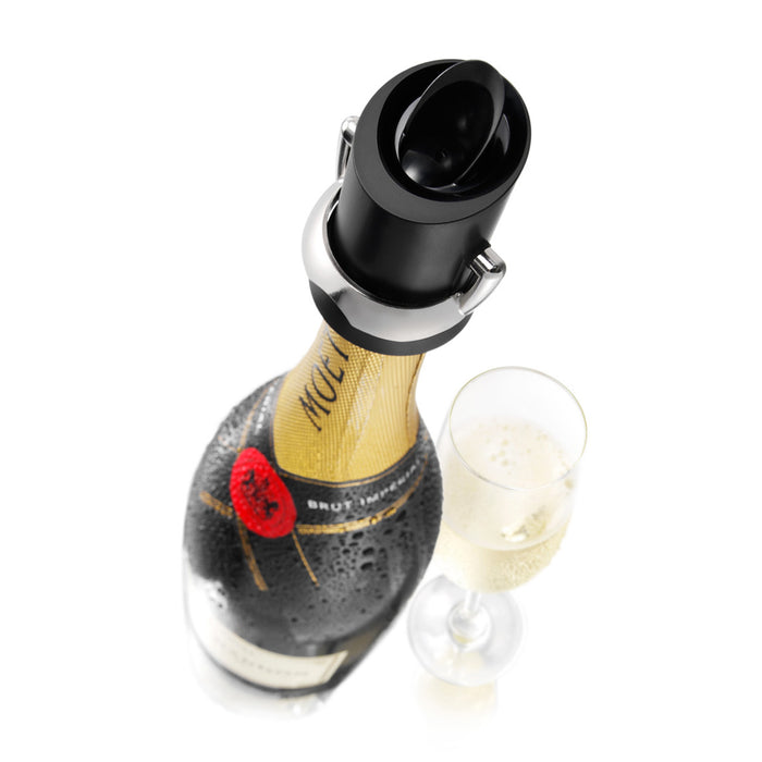 Vacu Vin Champagne Saver With Pouring Spout, Black