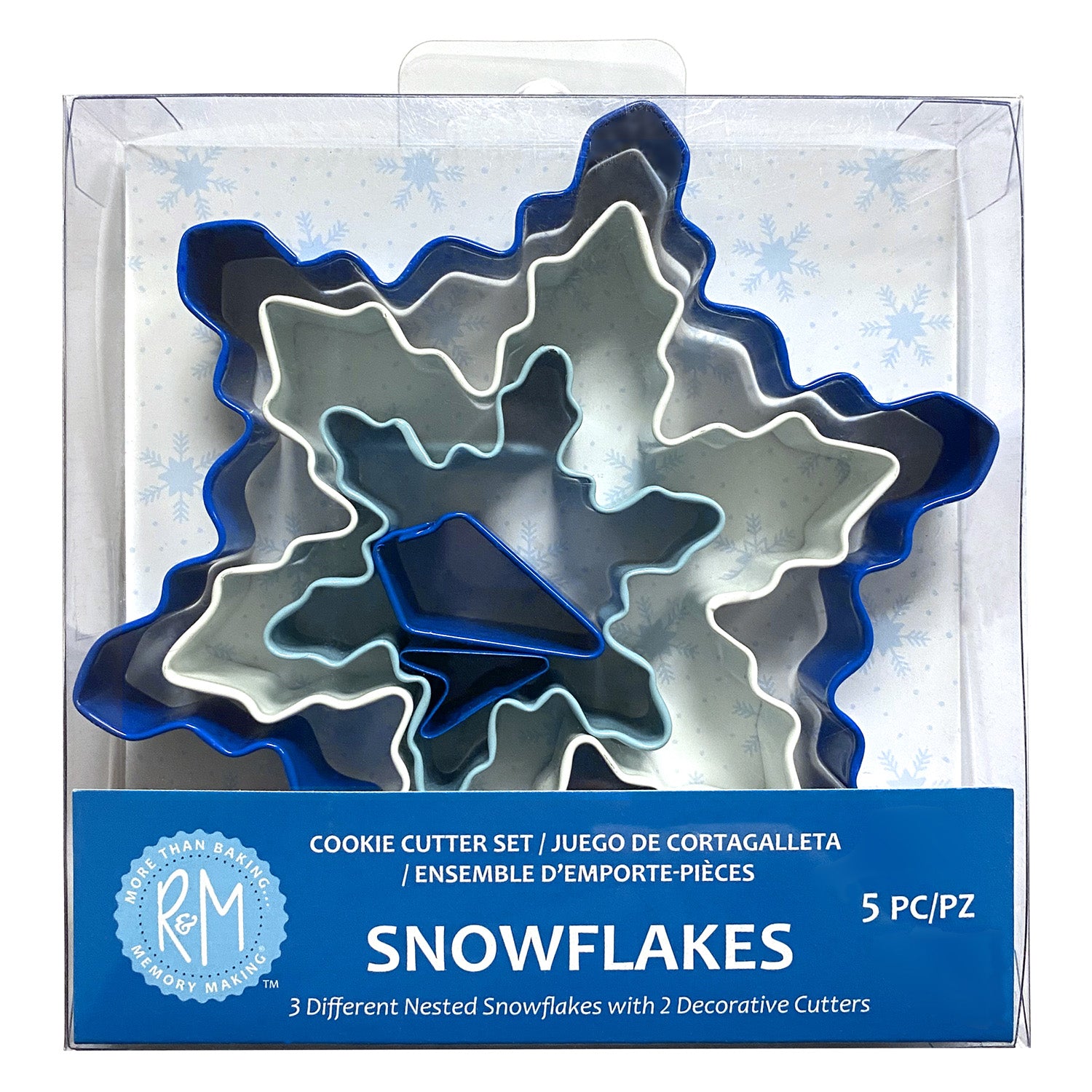 R&M International Color Snowflake 5 Piece Cookie Cutter Set