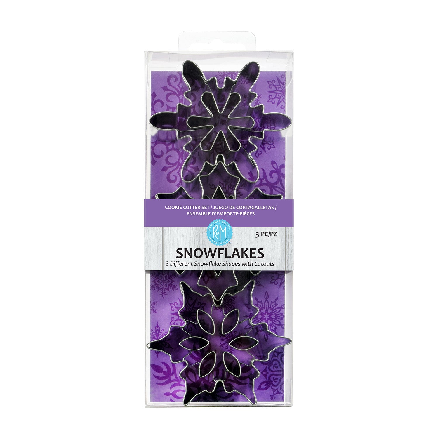 R&M International Snowflake 3 Piece Cookie Cutter Set